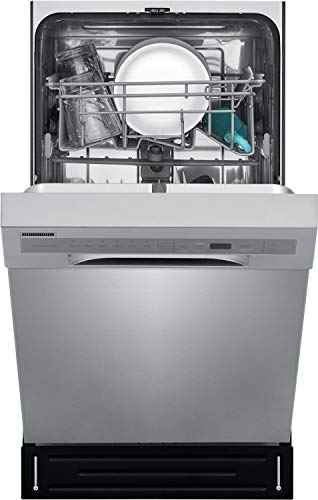 18 in. ADA Compact Front Control Dishwasher in Stainless Steel with Dual Spray Arms