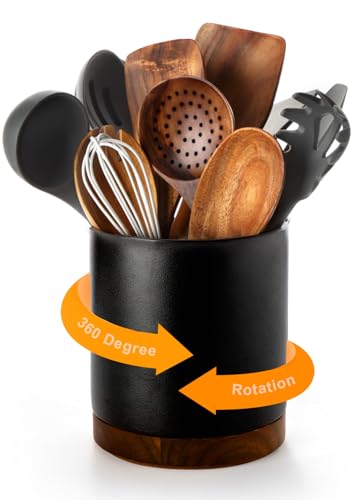 Ceramic Rotating Kitchen Utensil Holder for Countertop