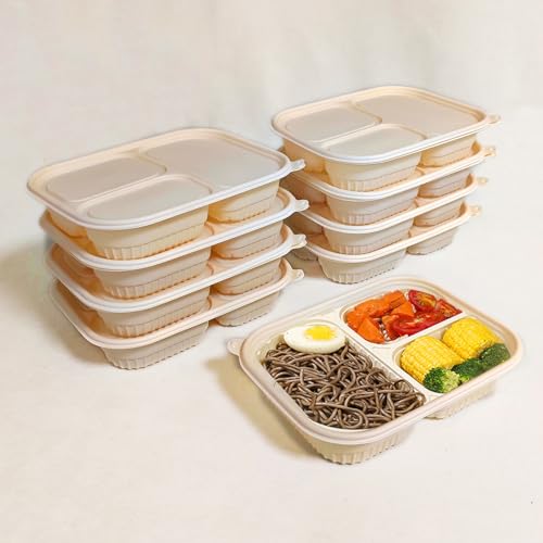 30 Pack of 3 Compartment Disposable Biodegradable containers (30 Count)