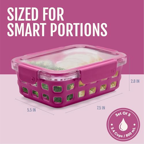 Duraglass 3.4 Cup Glass Meal Prep Containers (5 Count)