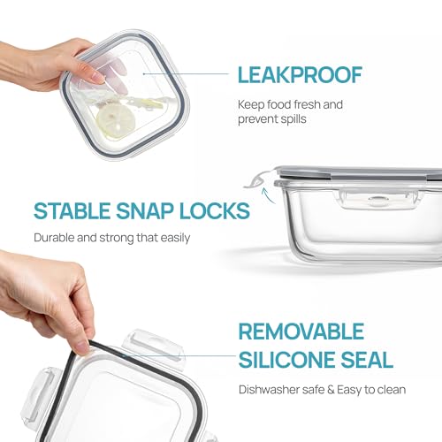 5Pack 27oz Glass Food Storage Containers with Lids (5 Count)