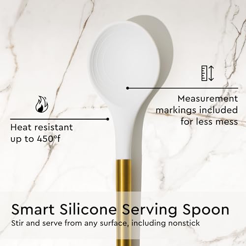 White and Gold Kitchen Utensils Set with Holder