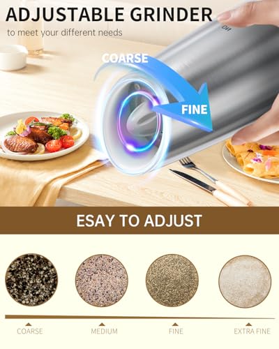 Rechargeable Gravity Electric Salt and Pepper Grinder Set (2 Count)