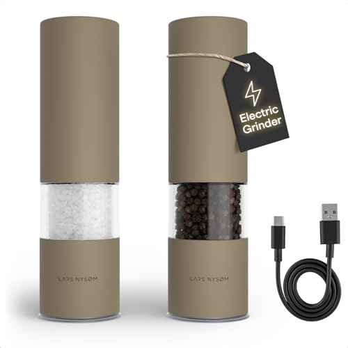 Electric Salt and Pepper Grinder Set I Automatic Salt and Pepper Mills with Adjustable Ceramic Grinder I USB Rechargeable Electric Spice Mill Set with LED Light
