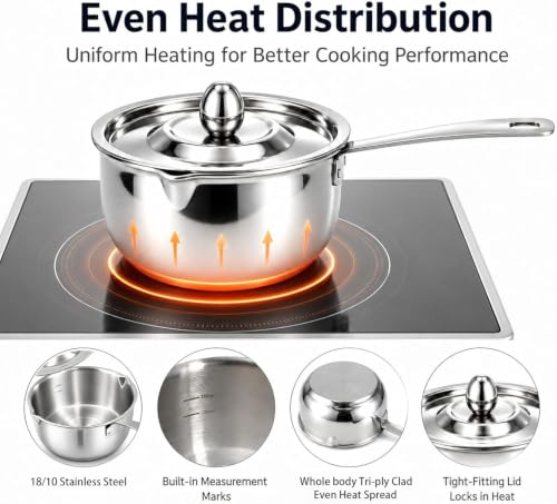 Tri Ply Stainless Steel Small Stainless Steel Pot with Pour Spout