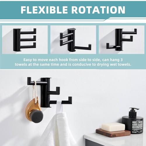 Swivel Towel Hook with 3 Arms
