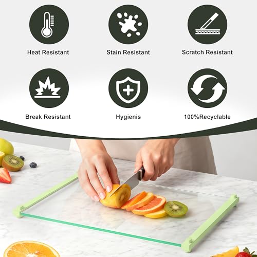 2PCS Glass Cutting Board with Silicone Grip (2 Count)