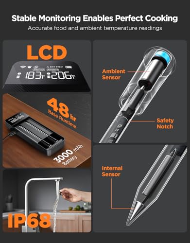 Smart Wireless Meat Thermometer Digital 2 Probes with App Alarm