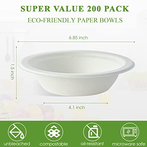 200 Pack 16 OZ Compostable Paper Bowls (200 Count)