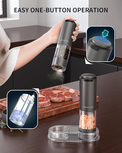 Rechargeable Electric Salt and Pepper Grinder Set with Base