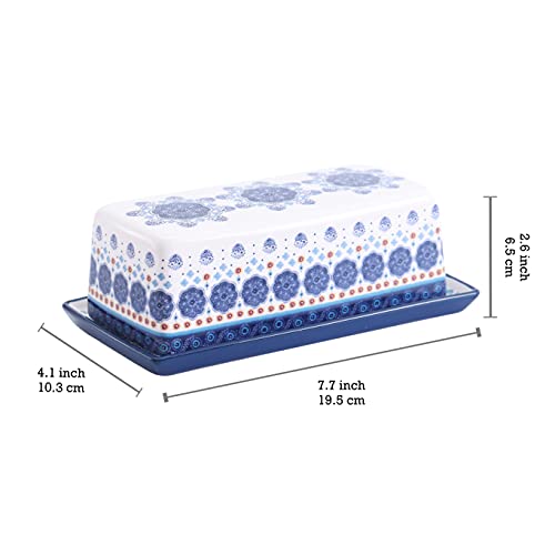 Blue Talavera Ceramic Butter Dish with Lid