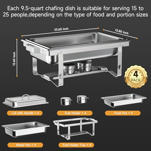 Chafing Dishes for Buffet 4 Pack (4 Count)