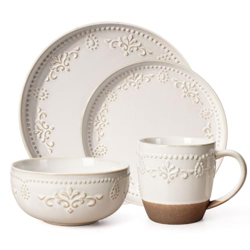 4 Piece Handcrafted Ceramic Dinnerware Set with Mugs