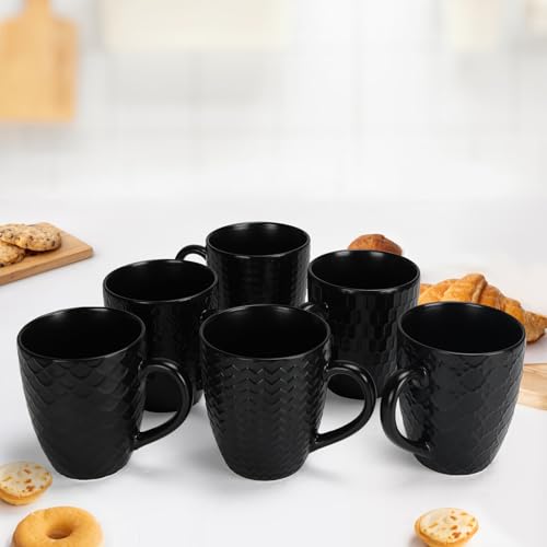 16 OZ Black Coffee Mugs Set of 6 (6 Count)