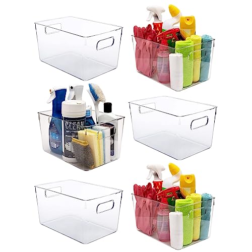 Clear Plastic Storage Bins (6 Count)