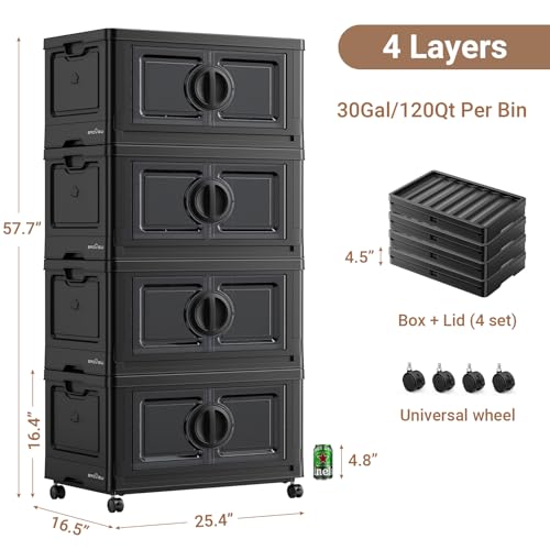 480Qt Lockable Stackable Storage Bins with Lids (4 Count)