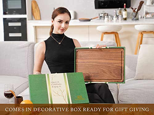 Walnut Wood Cutting Board 17x11 in Large Wooden Chopping Board