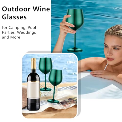 Unbreakable Stainless Steel Wine Glasses Set of 2 (2 Count)