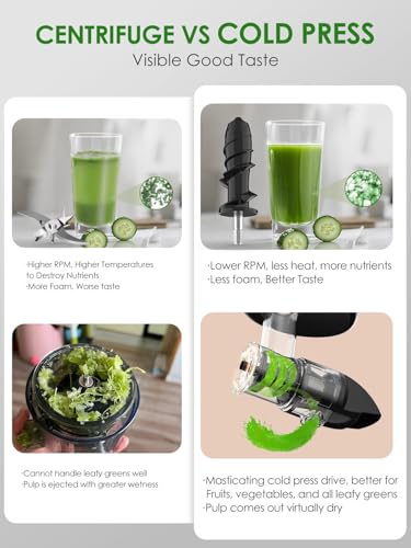 Masticating Juicer Machine 200W Slow Cold Press Extractor for Veggie