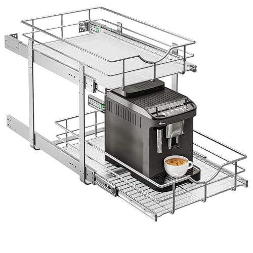 2 Tier Kitchen Cabinet Pullout Shelf and Drawer Organizer
