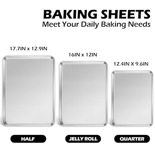 Non Toxic Stainless Steel Baking Sheet Pans For Cookies (3 Count)