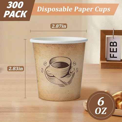 300 Pack 6 oz Small Coffee Cups Disposable Paper Espresso Cups (300 Count)