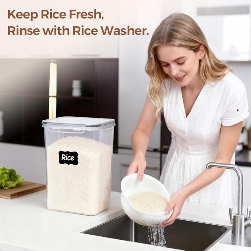 Airtight Rice Storage Container with Lid 10Qt 2Pack (2 Count)