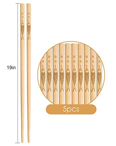 5 pairs of bamboo chopsticks can be reused (5 Count)