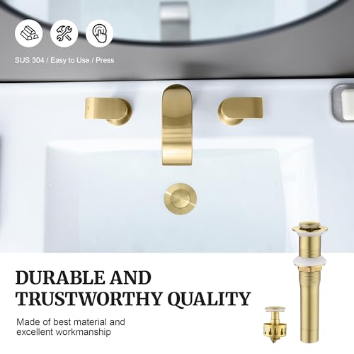 Pop up Sink Drain Stopper for Bathroom Vessel Vanity Sink Art Basin Brushed Gold