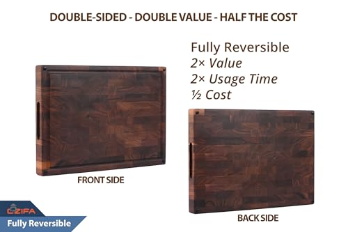 American Dark Walnut Wood Cutting Board 17"x12"x1.6" for Kitchen with Juice Groove