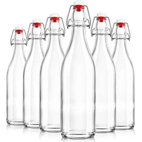 Swing Top Glass Bottles [1 Liter (6 Count)