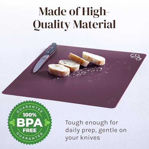 Extra Thick Pastel Flexible Plastic Cutting Board Mats with Food Icons & EZ (6 Count)