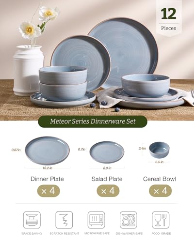 Meteor 12 Piece Stoneware Dinnerware Set (4 Count)