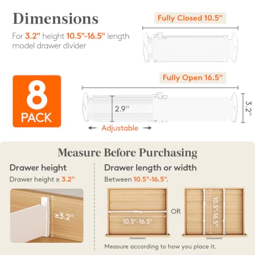 3.2" High Drawer Dividers for Clothes (8 Count)