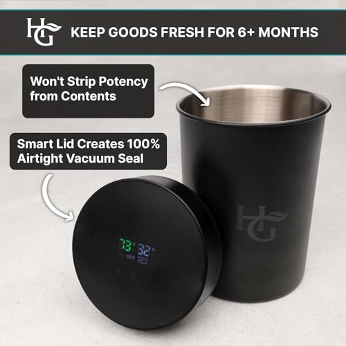 Auto Cure Smart Jar and Vacuum Seal Curing Jar with Built In Hygrometer (67.628 Fl Oz)