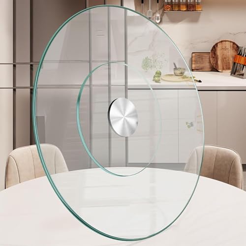 34.6 inch Lazy Susan for Table Top Tempered Glass Rotating Serving Tray for Dining Table