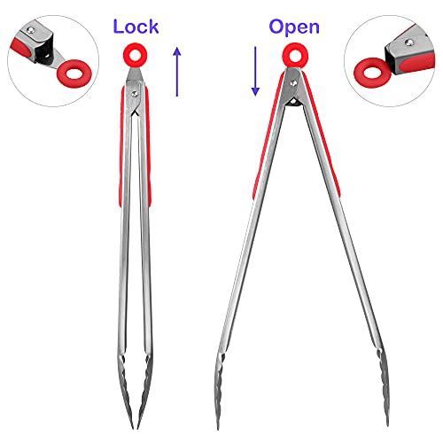 304 Stainless Steel Kitchen Cooking Tongs (2 Count)