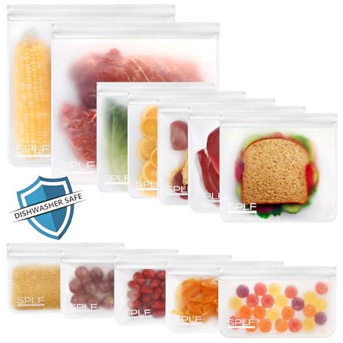 12 Pack Dishwasher Safe Reusable Food Storage Bags