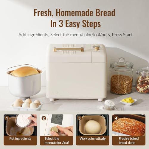 2.2LB 15-in-1 Bread Machine with Dual Heater and Auto Nut Dispenser