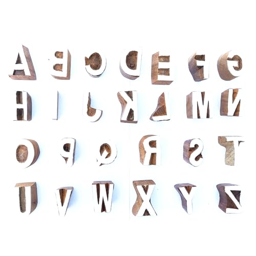 Alphabet Wooden Block Printing Stamps (25 Count)