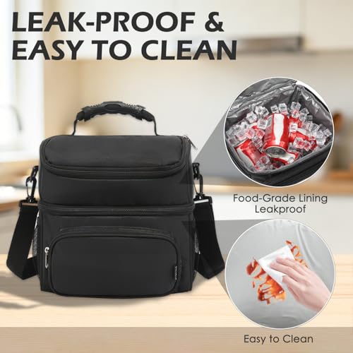 Double Layer Cooler Insulated Lunch Bag Adult Lunch Box Large Tote Bag for Men (2 Count)