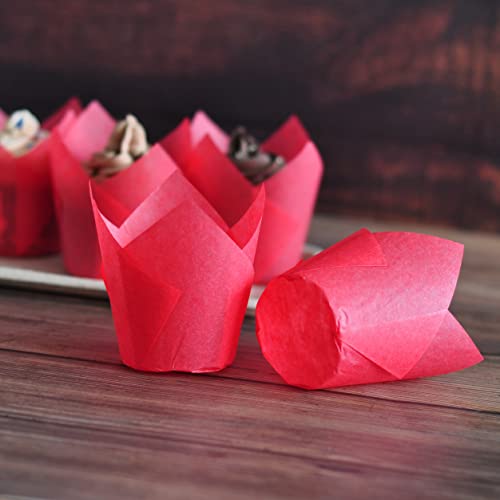 Red colour Large size Tulip Baking Cups 2 (130 Count)