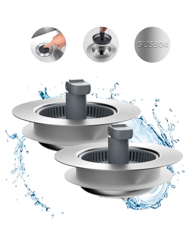 Upgraded 2 Pack 3 in 1 Kitchen Sink Drain Strainer and Stopper Combo (2 Count)