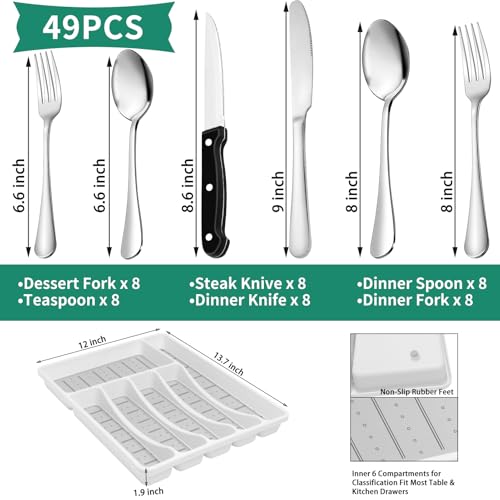49PCS Silverware Set with Organizer (49 Count)