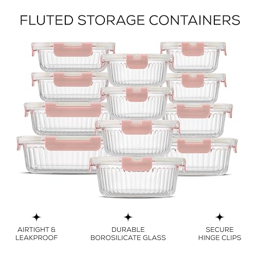 24pc Borosilicate Glass Storage Containers with Lids (24 Count)