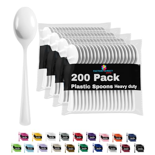 Party Solids 200 Pcs Heavy Duty Plastic Cutlery (200 Count)