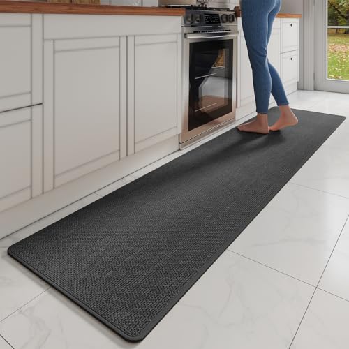 Extra Long Kitchen Runner Rugs Kitchen Mat Non Slip Black 17"x95" (14.397 Sq Ft)