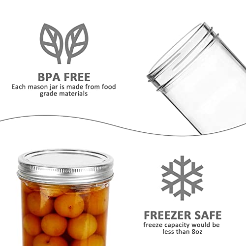 Mason Jars 15 PACK 8 OZ Canning Jars Jelly Jars With Regular Lids (15 Count)