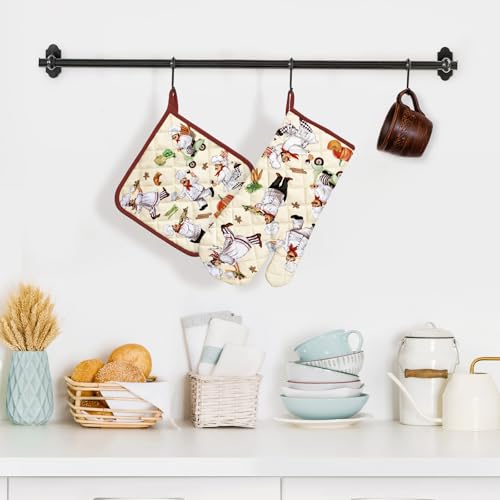 Chef Oven Mitts and Pot Holders Set
