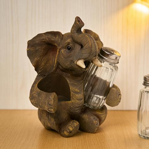 Elephant Salt And Pepper Shakers Set with Glass Spice Jars (2 Count)